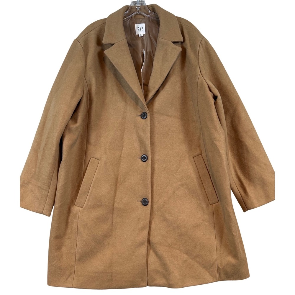 Gap‎ Factory Womens Camel Tan Wool Blend Button Front Car Coat XXL Layering Plus